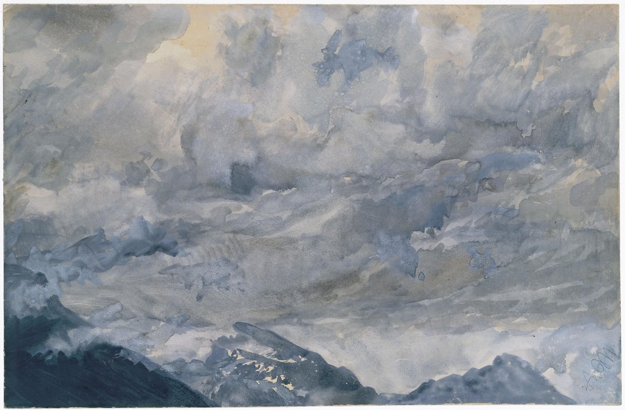 Cloudy Sky over Mountain Peaks by Adolph Menzel