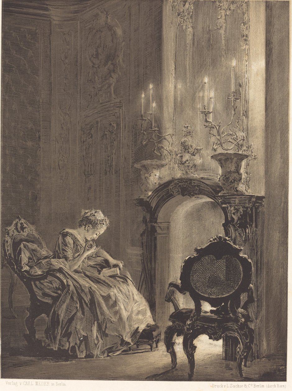 Woman before a Fire by Adolph Menzel