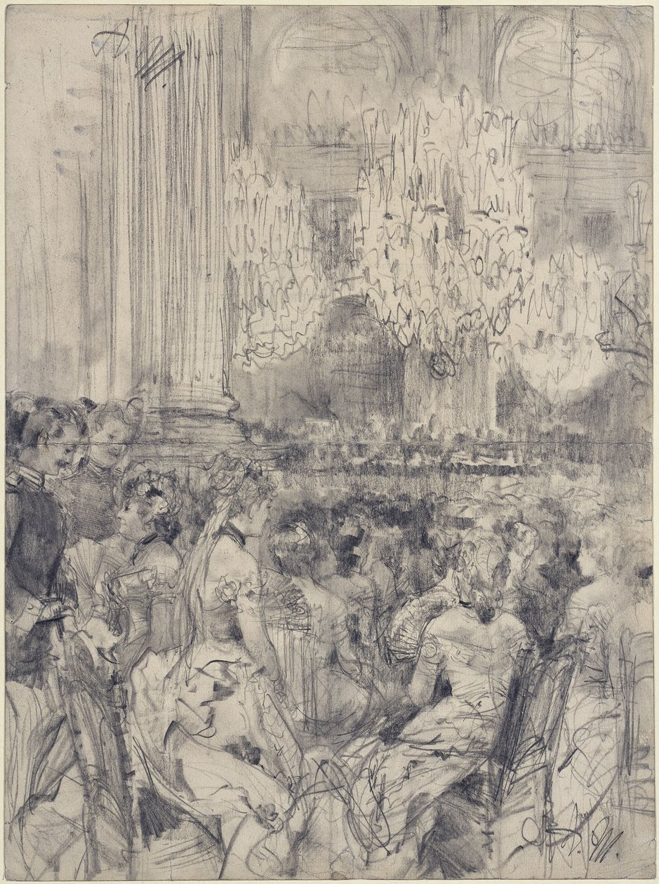 Listeners at a Concert in the White Hall of the Berlin Palace by Adolph Menzel