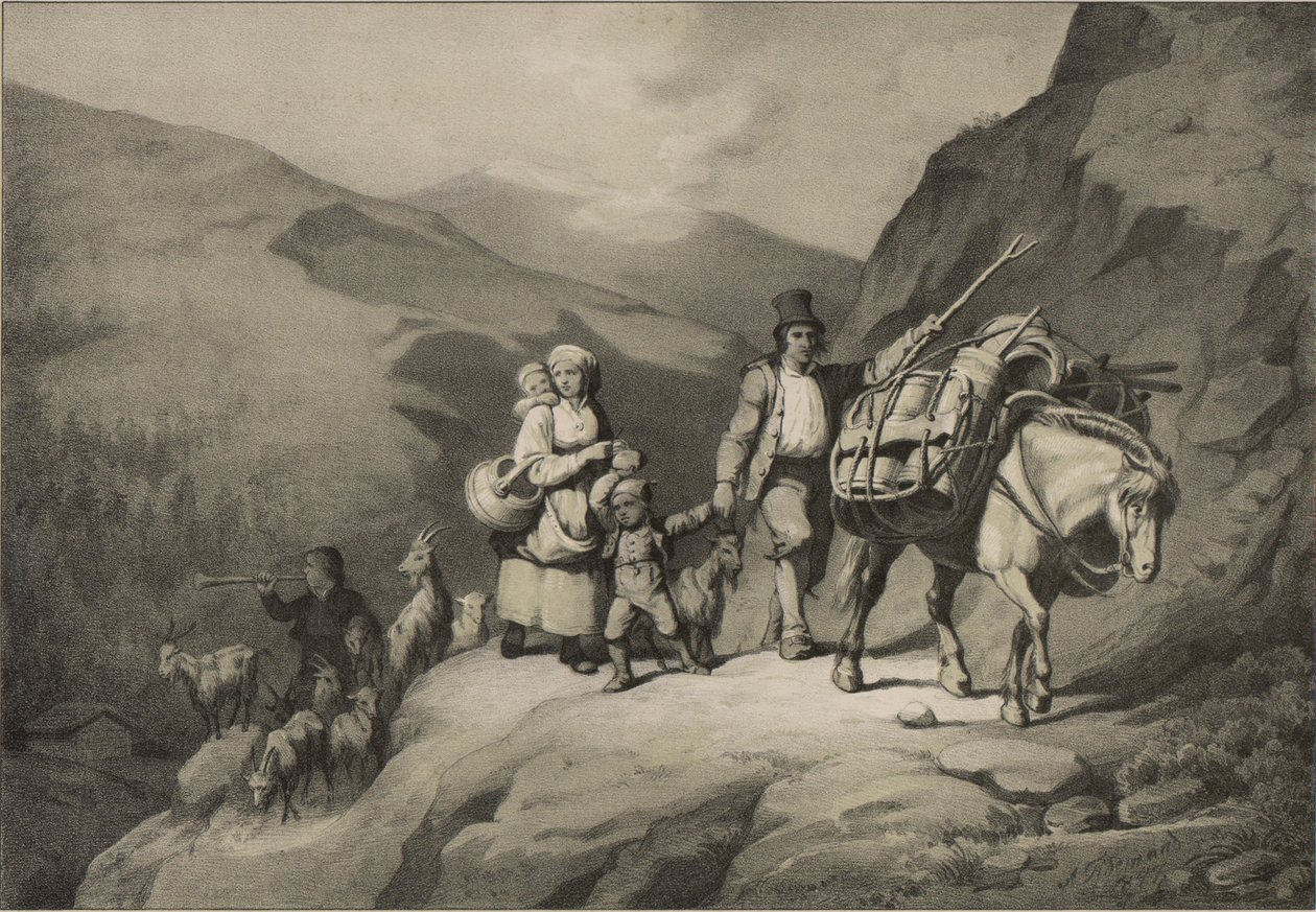 Illustration from the book Norway Represented in Drawings by Asbjørnsen, P.Chr. and published by Chr. Tønsberg (1848) by Adolph Tidemand