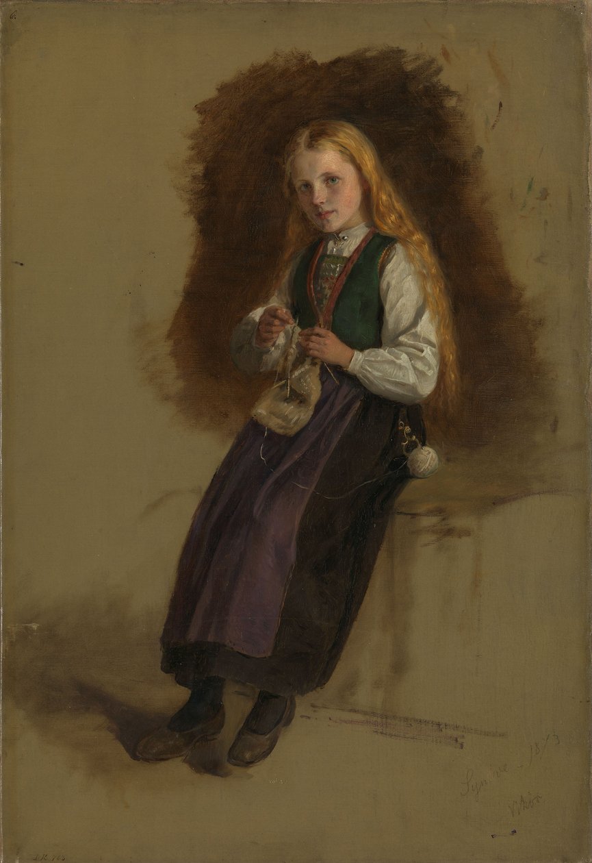 Portrait of Syneve Larsdatter from Vikør by Adolph Tidemand