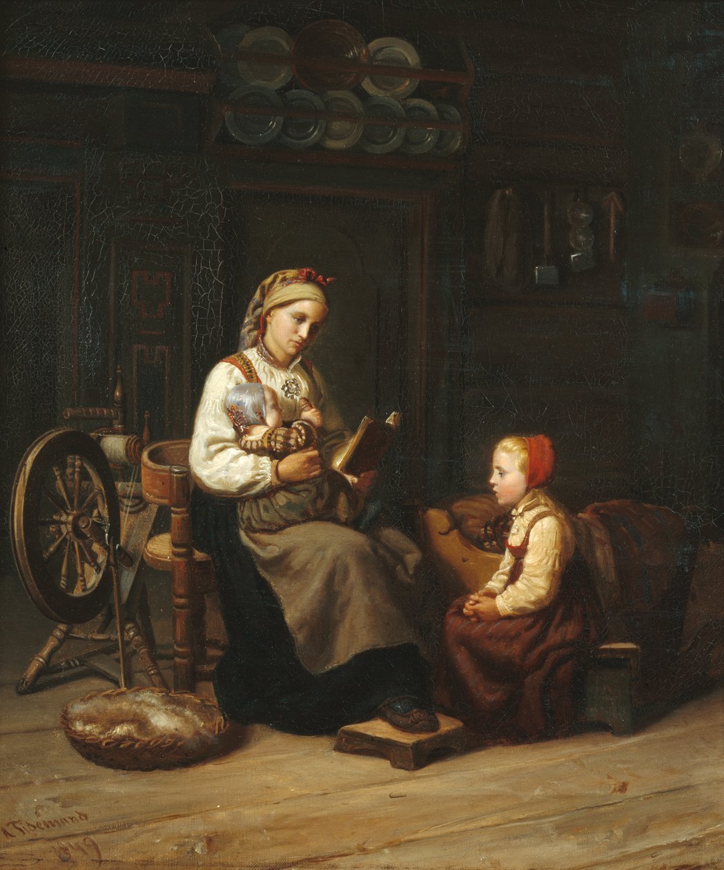 The Mother Teaching by Adolph Tidemand