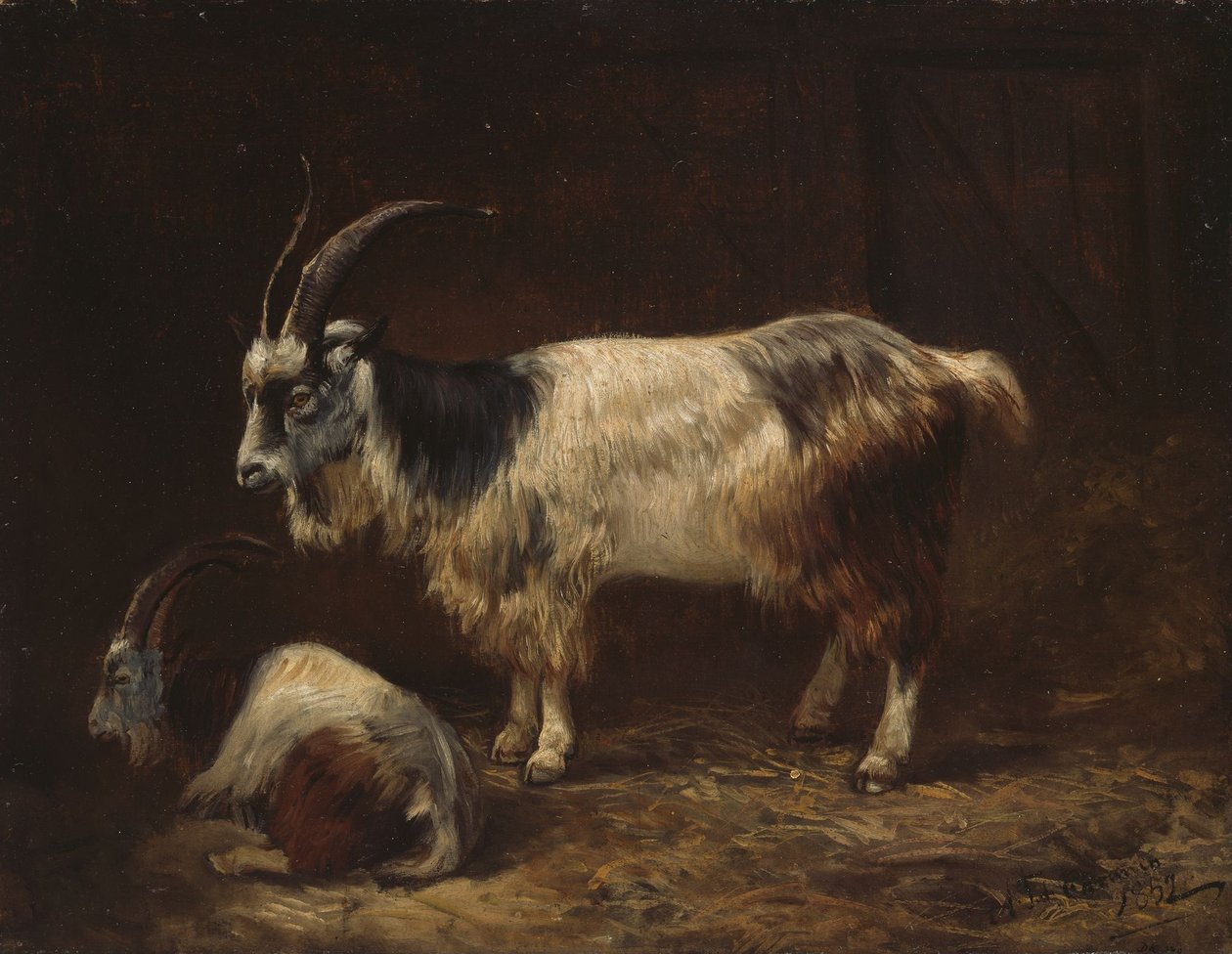 Two Goats by Adolph Tidemand