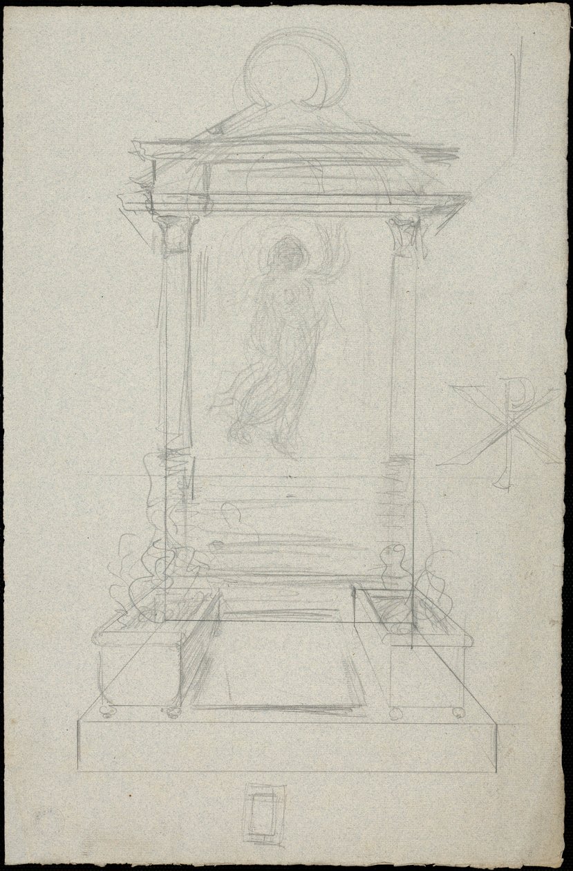 Sketch of Tomb for the Karakehia Family at Père Lachaise Cemetery in Paris by Adolphe Victor Geoffroy Dechaume