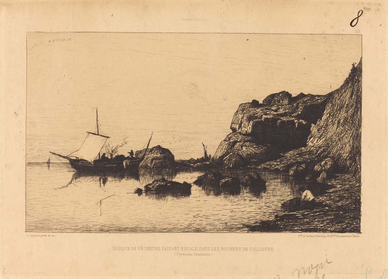 Fishing Boat Docking in the Rocks of Collioure by Adolphe Appian