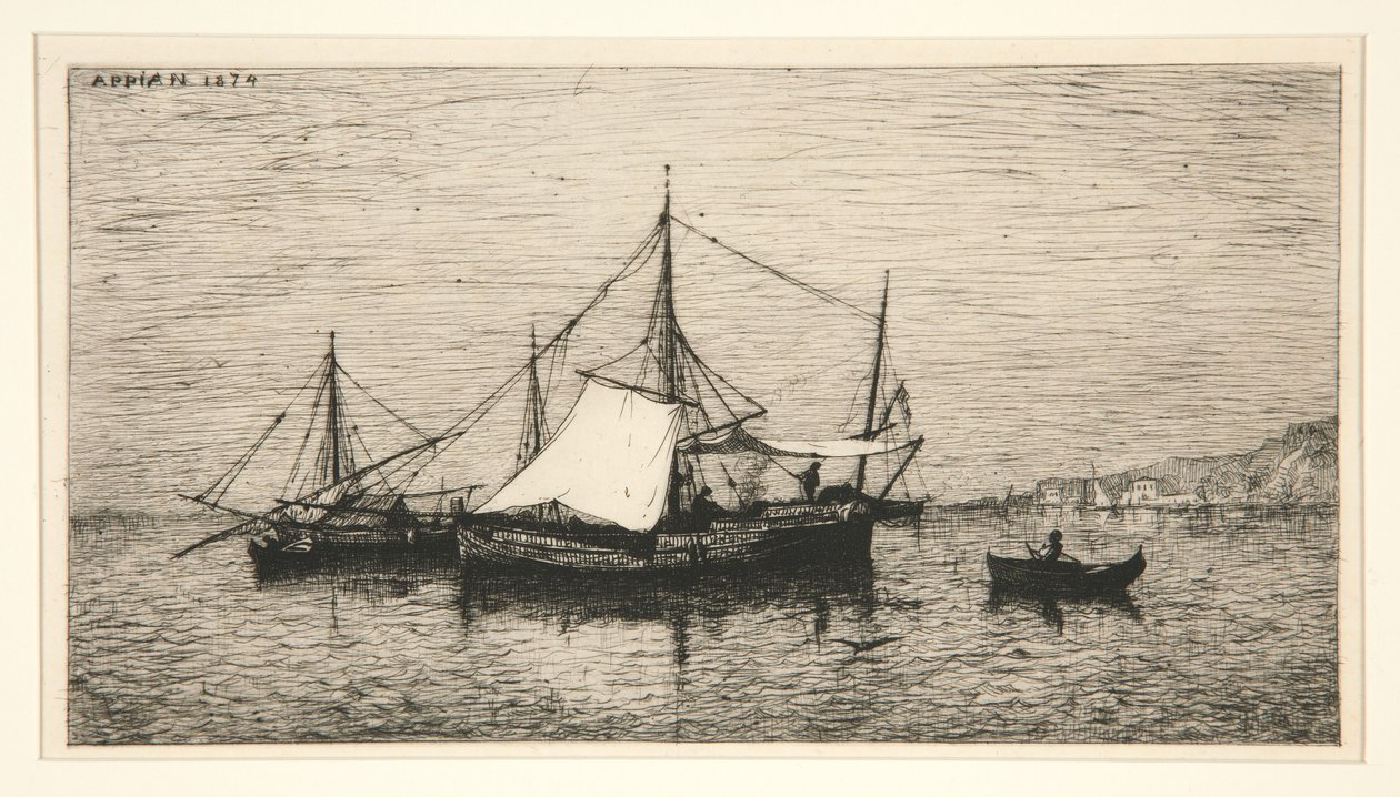 Coastal Barges (Coasts of Italy) by Adolphe Appian