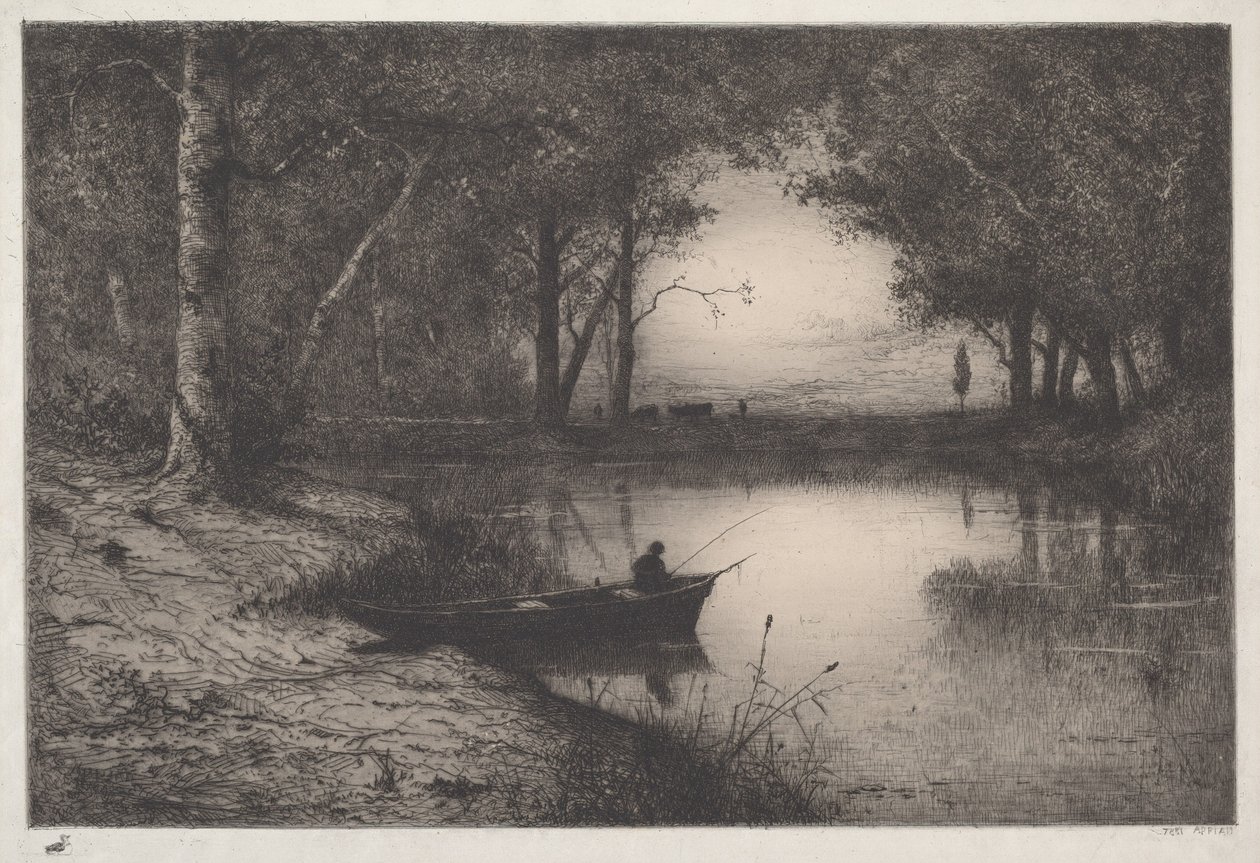 Fisherman in a Boat by Adolphe Appian