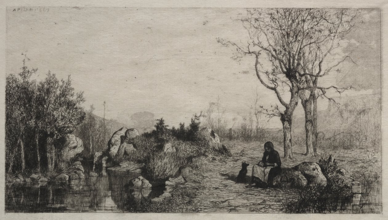 Shore of a Stream at Rossillon by Adolphe Appian