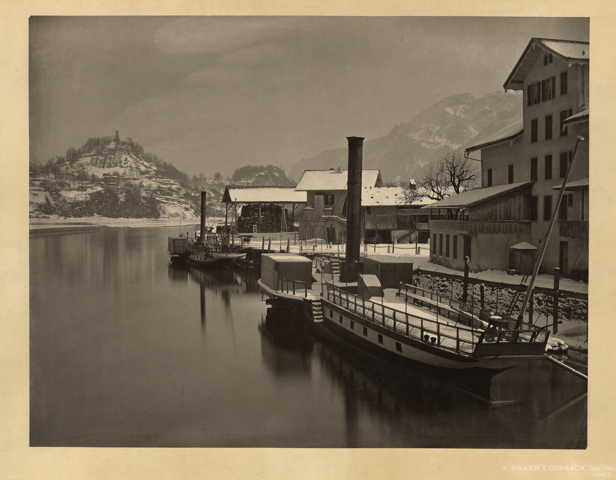 Lake Steamers at Winter Mooring, Switzerland by Adolphe Braun