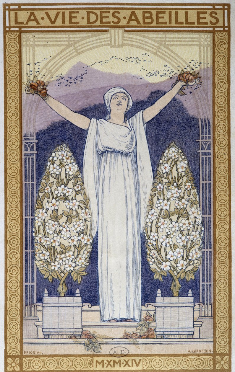 The Life of Bees: Allegory - Drawing by A. Giraudon by Adolphe Giraudon