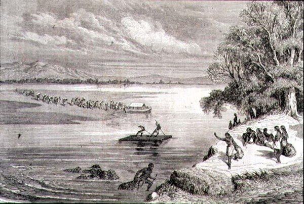 Crossing the Colorado River in the 1860s by Adolphe Gusman