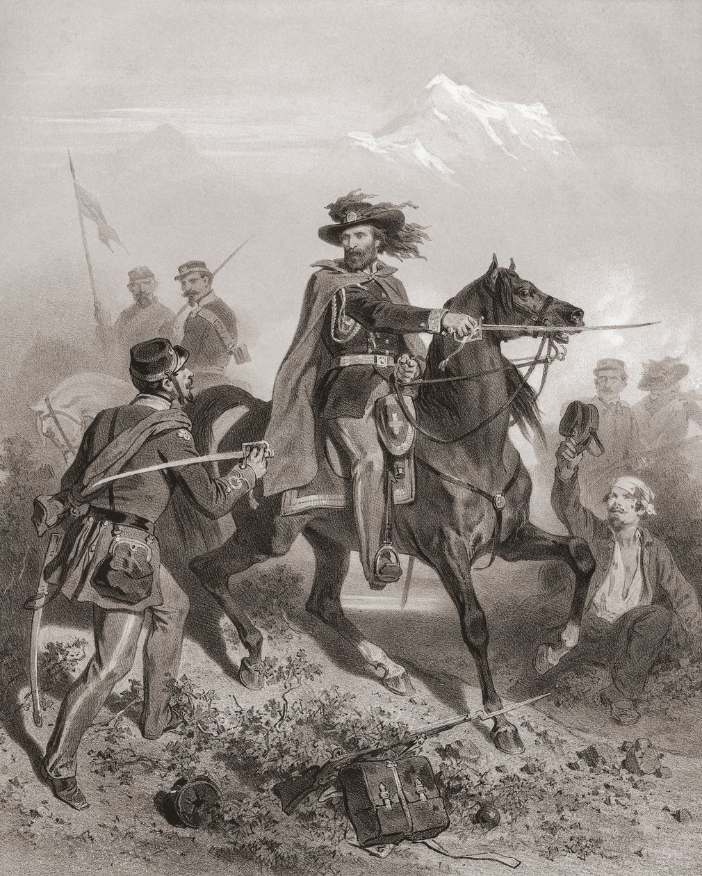Giuseppe Garibaldi at the Battle of Varese by Adolphe Jean Baptiste (after) Bayot