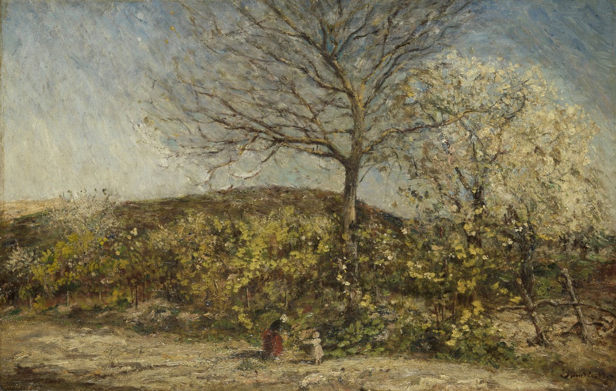 Landscape with Blooming Orchard by Adolphe Joseph Thomas Monticelli