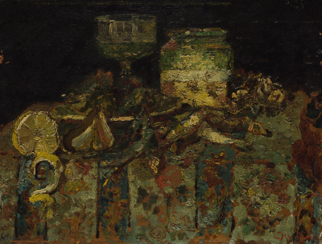 Still Life: Oysters, Fish by Adolphe Joseph Thomas Monticelli