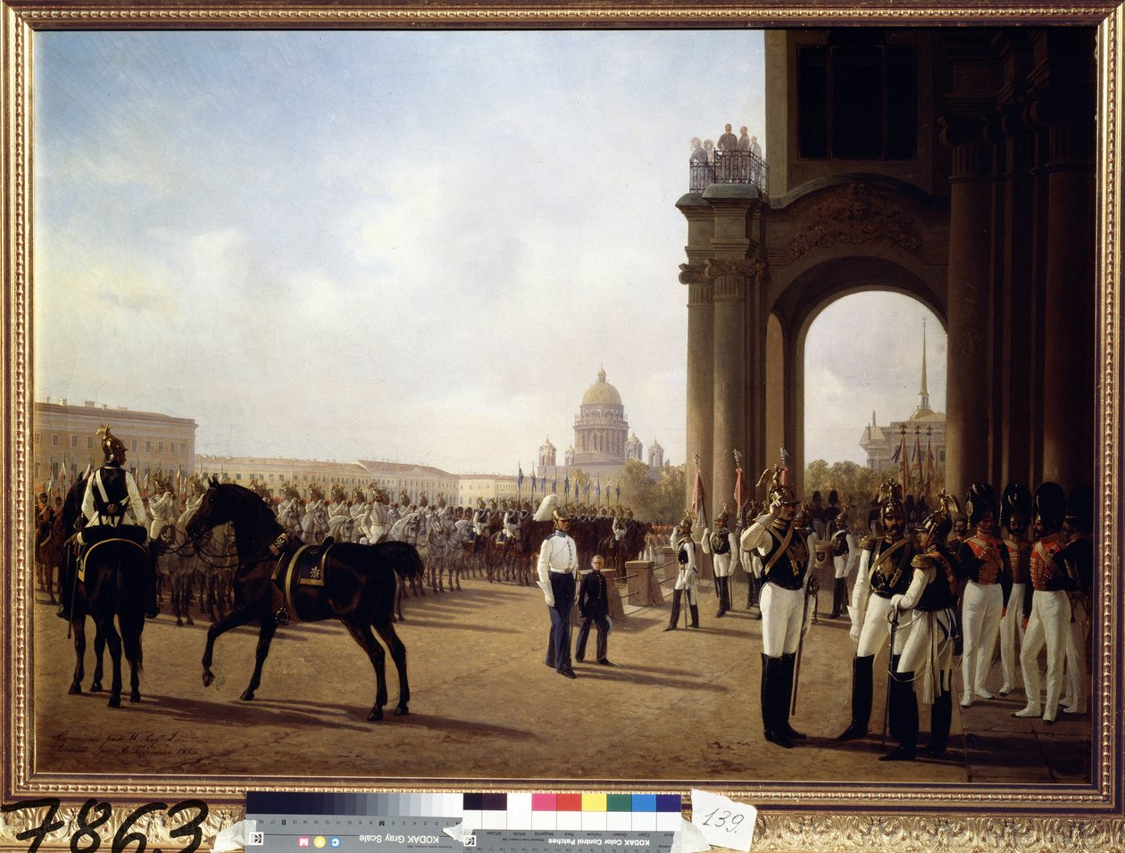 Parade at the Palace Square in St Petersburg by Adolphe Ladurner