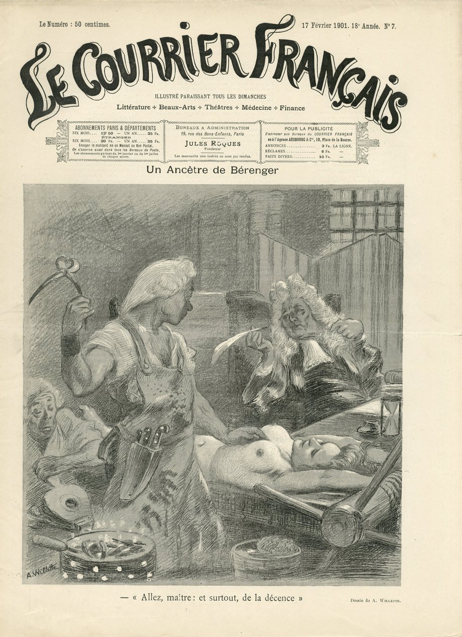 Illustration for the Cover of Le Courrier francais by Adolphe Leon Willette