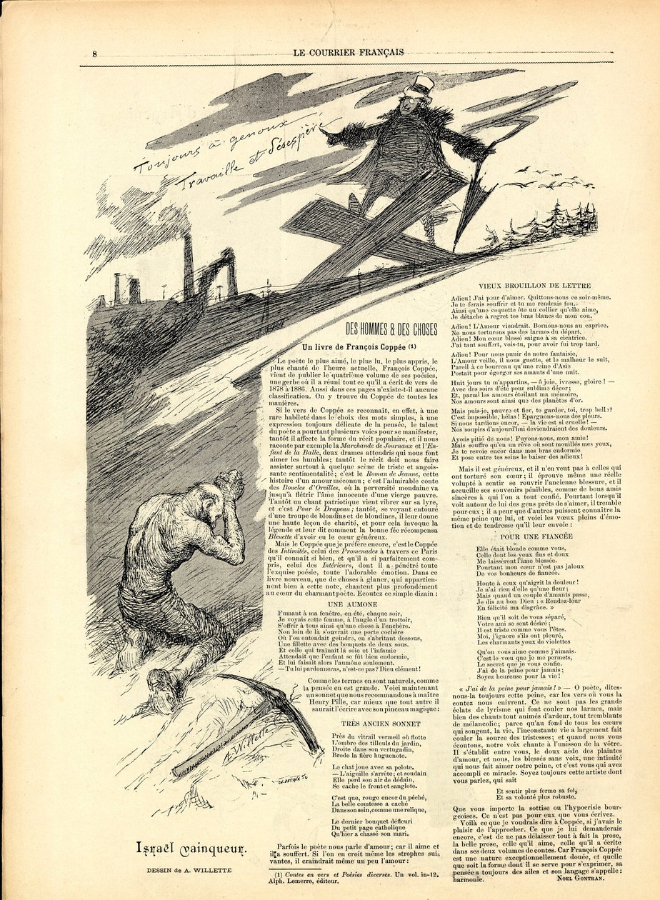 The English Courier, Satirical in B & W by Adolphe Leon Willette