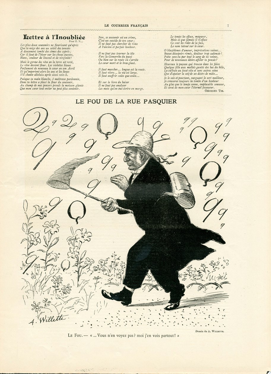 Le Courrier français, number 10, Satirical in B & W by Adolphe Leon Willette