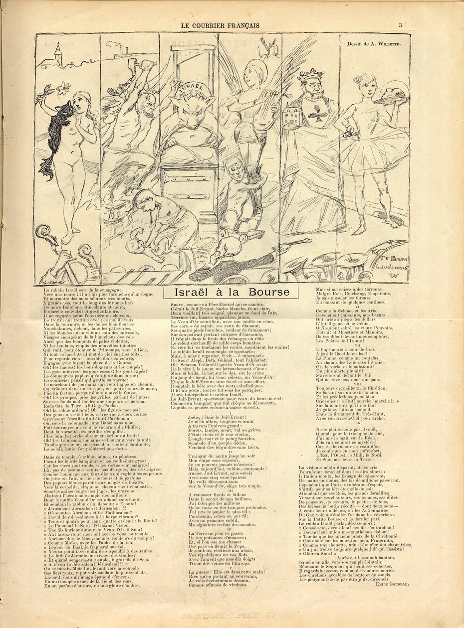 The Courier Francais, Satirical in B & W by Adolphe Leon Willette