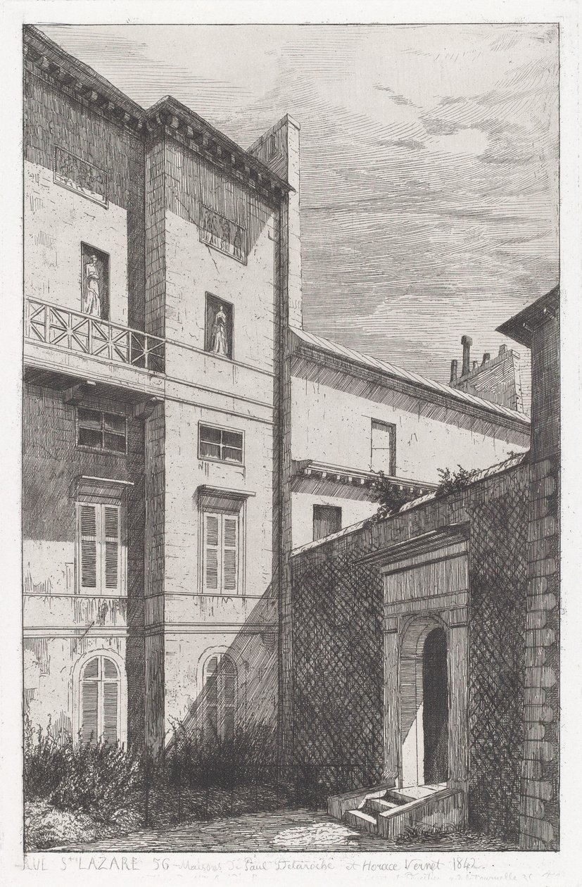Rue St. Lazare 56, House of Paul Delaroche and Horace Vernet by Adolphe Théodore Jules Martial Potémont