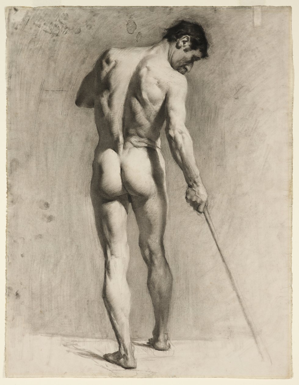 Life drawing of a male nude with a cane (c.1910-12) by Adolphe Valette