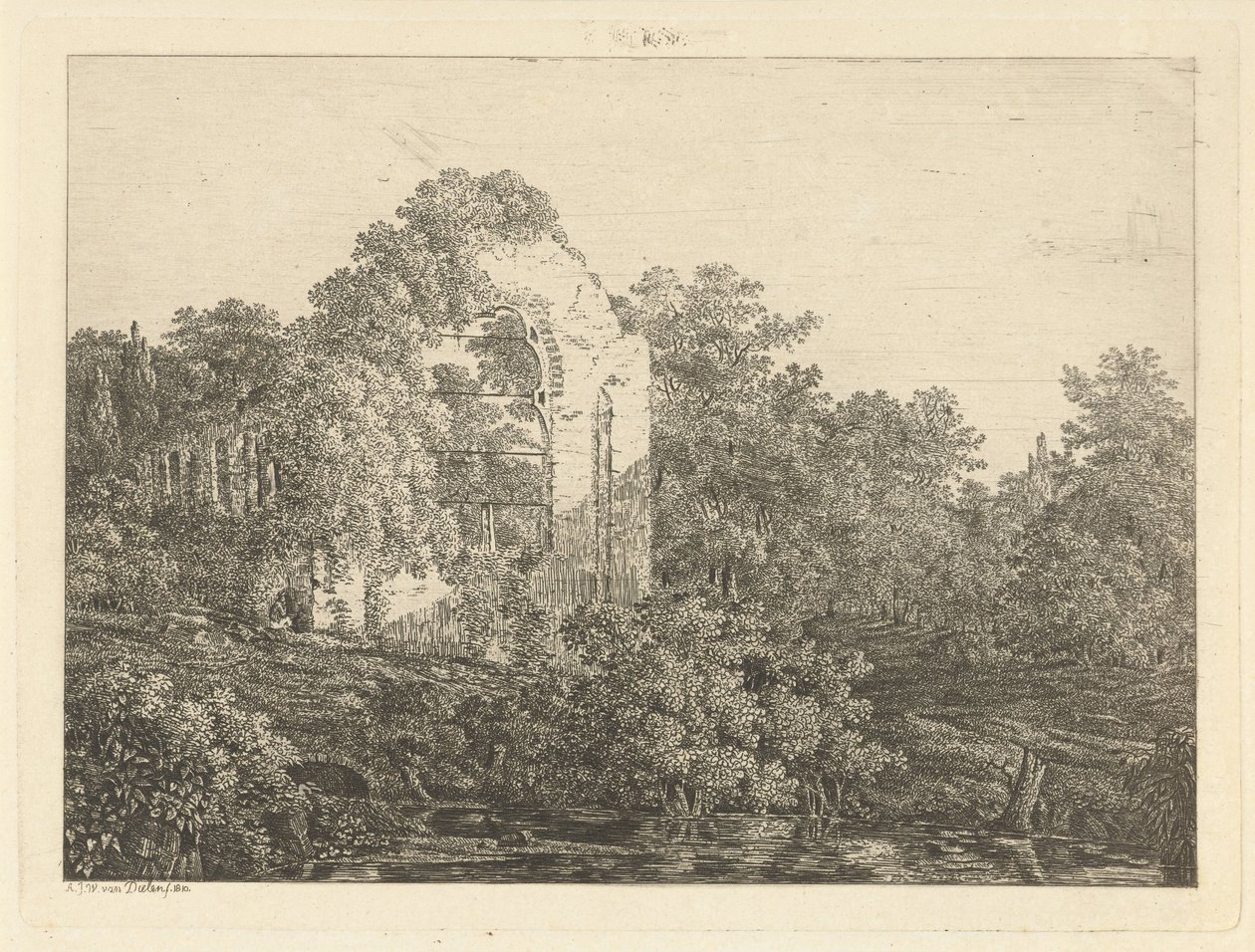 Ruin of the House ter Haar by Adriaan Jacob Willem van Dielen