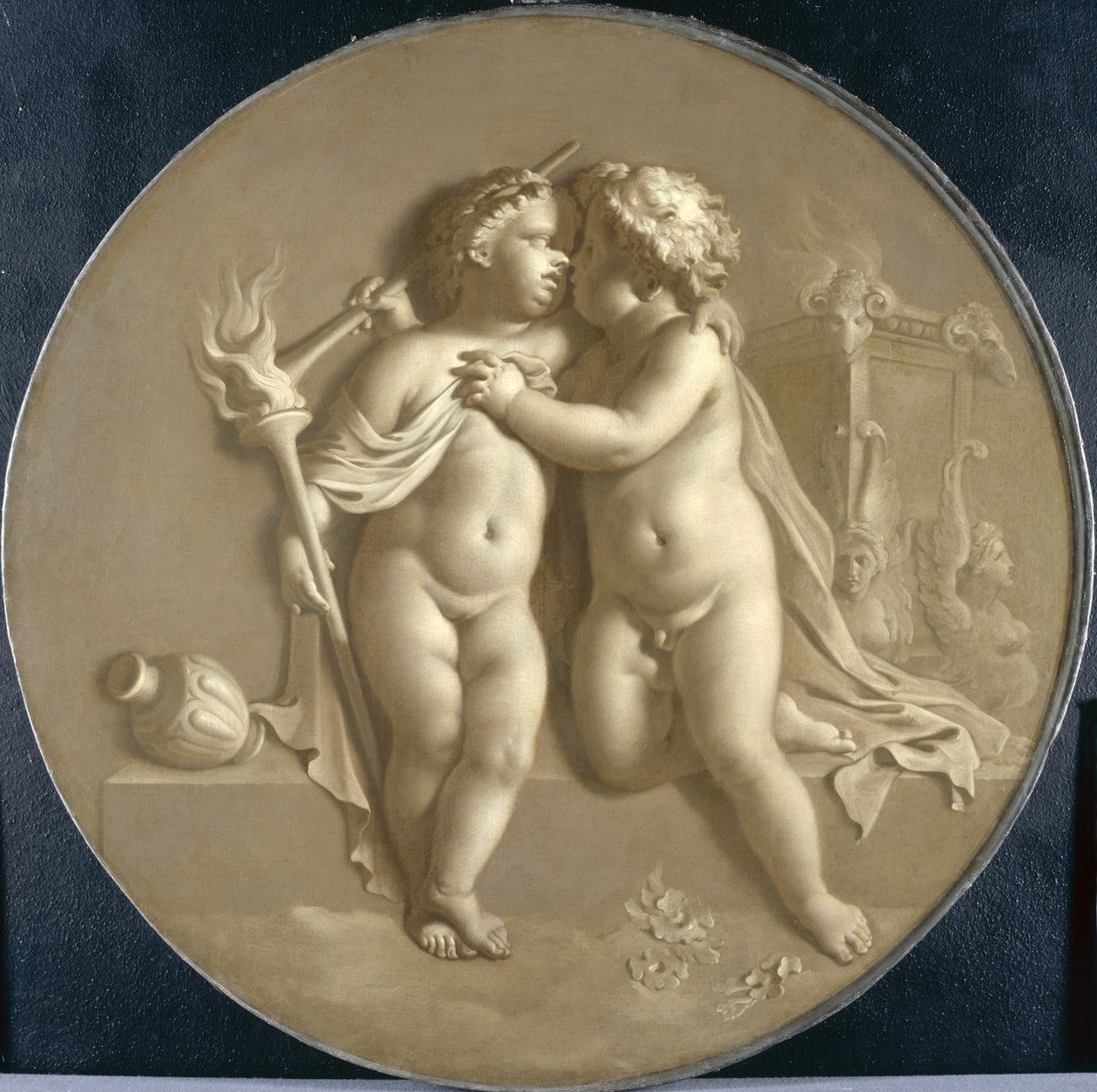 Two Putti with Flames of Love Allegory of Love by Adriaan van der Werff
