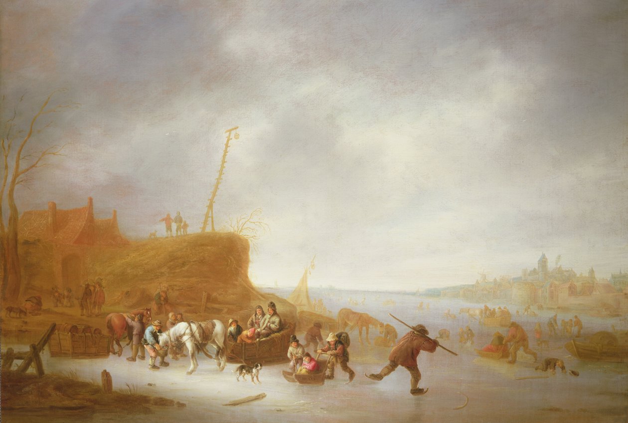 Winter Landscape with Skaters by Adriaen Jansz. van Ostade
