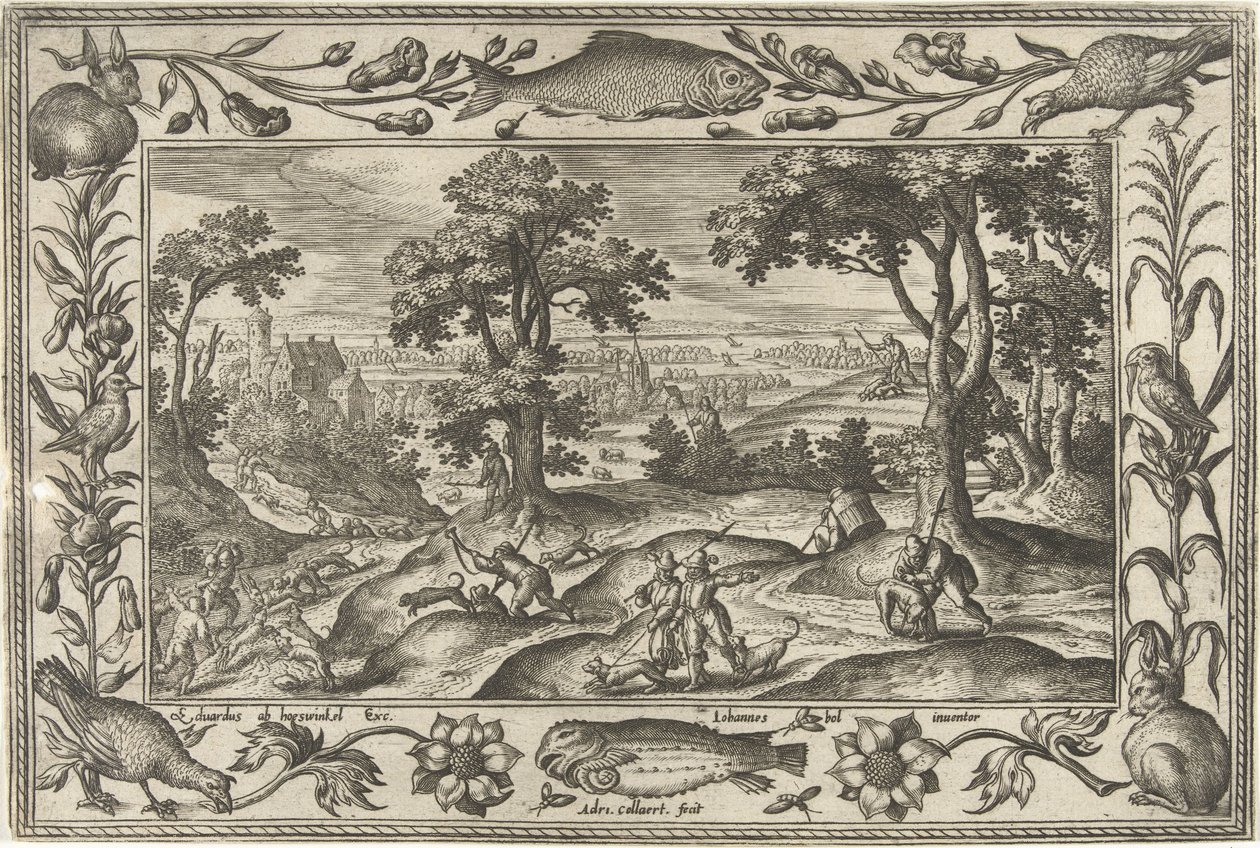 Hare Hunt (Landscapes with Biblical, Mythological Scenes and Hunting Scenes series) by Adriaen Collaert