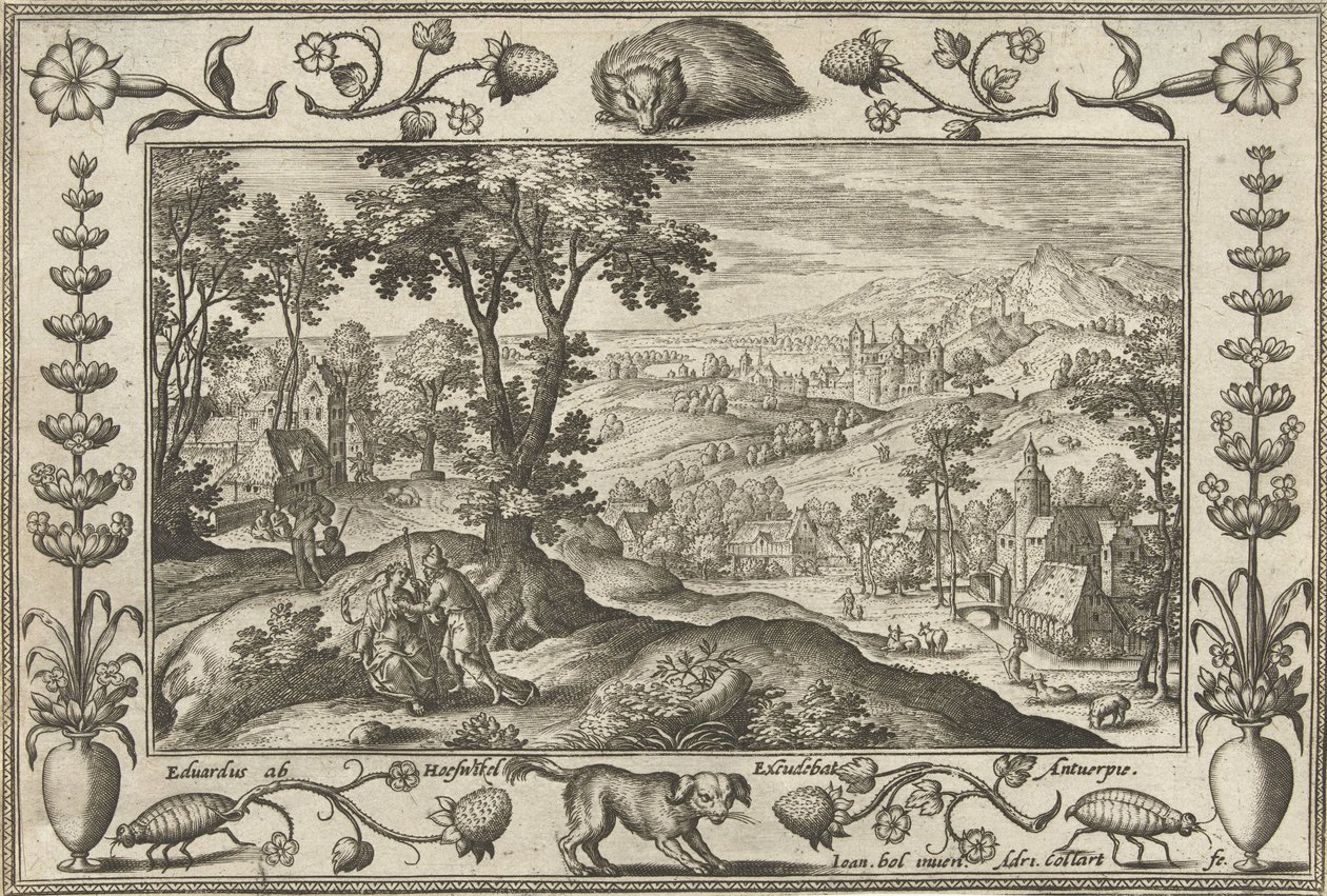Judah and Tamar (series title: Landscapes with Biblical, Mythological Scenes, and Hunting Scenes) by Adriaen Collaert