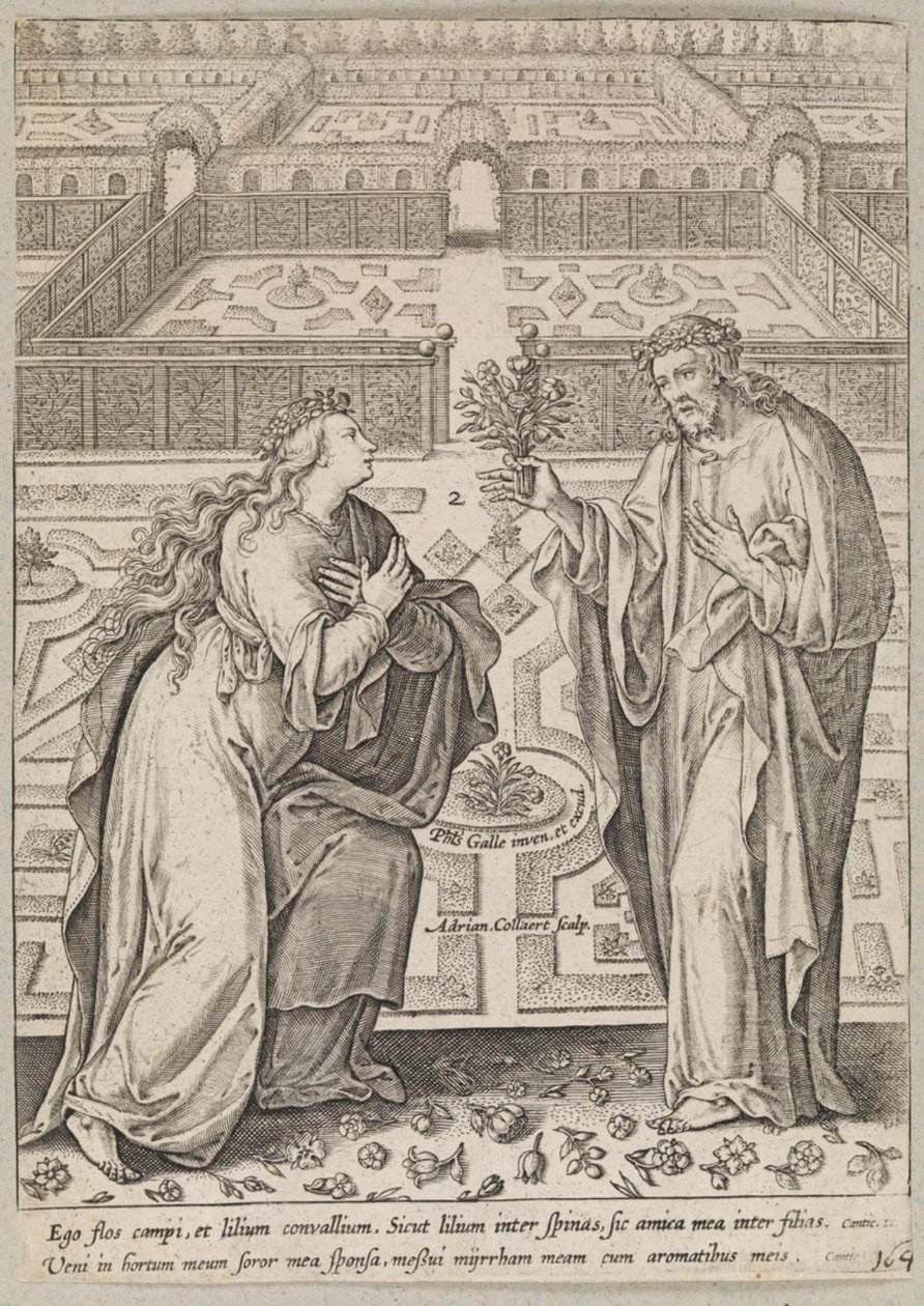 Christ and His Bride, Ecclesia, in a Garden by Adriaen Collaert