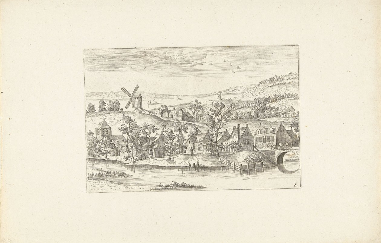 Landscape with a River and a Windmill by Adriaen Collaert
