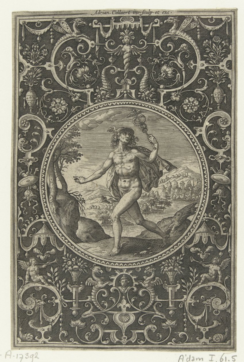 Medallion with Mercury Holding His Staff by Adriaen Collaert