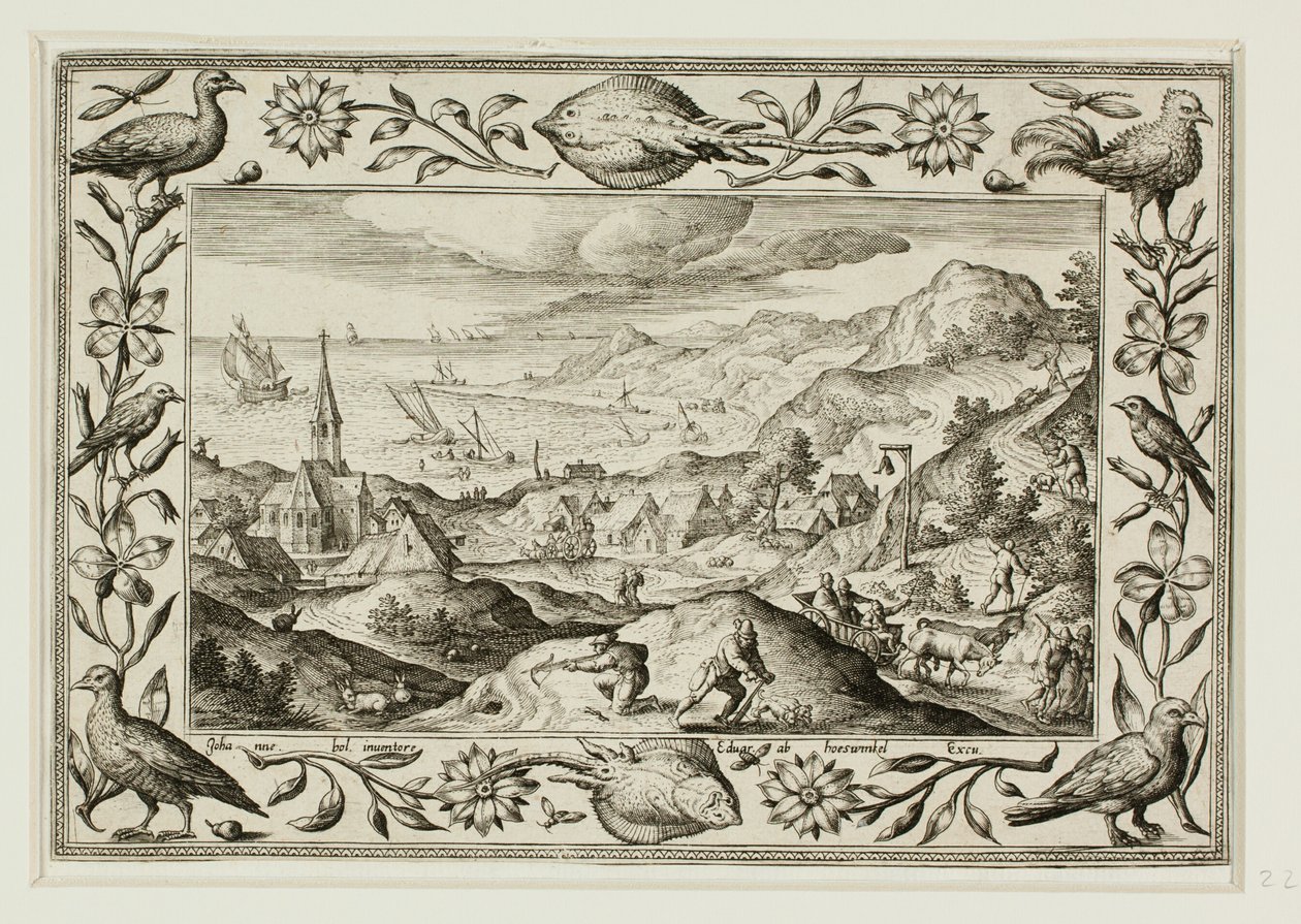 Rabbit Hunt, from Landscapes with Old and New Testament Scenes and Hunting Scenes by Adriaen Collaert