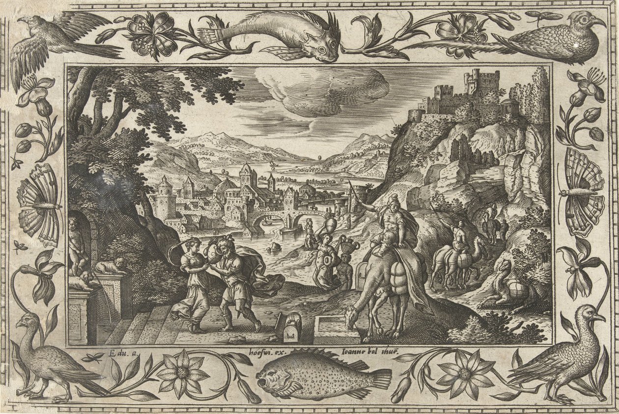 Rebecca and Eliezer at the Well by Adriaen Collaert