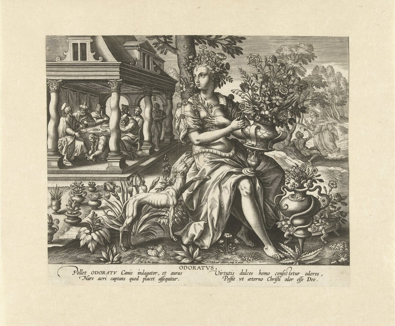 Smell (title on object) The Five Senses (series title) by Adriaen Collaert
