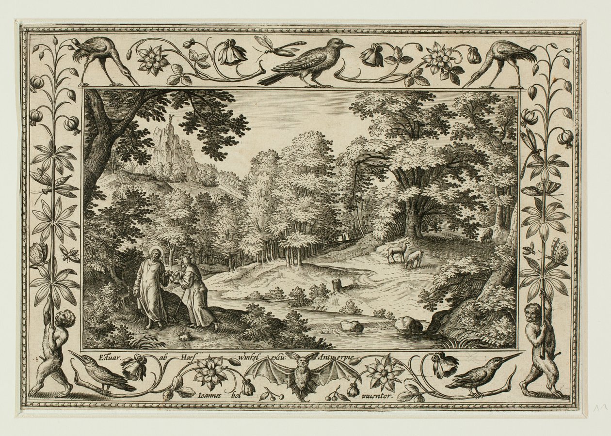 The Temptation of Christ, from Landscapes with Old and New Testament Scenes and Hunting Scenes by Adriaen Collaert