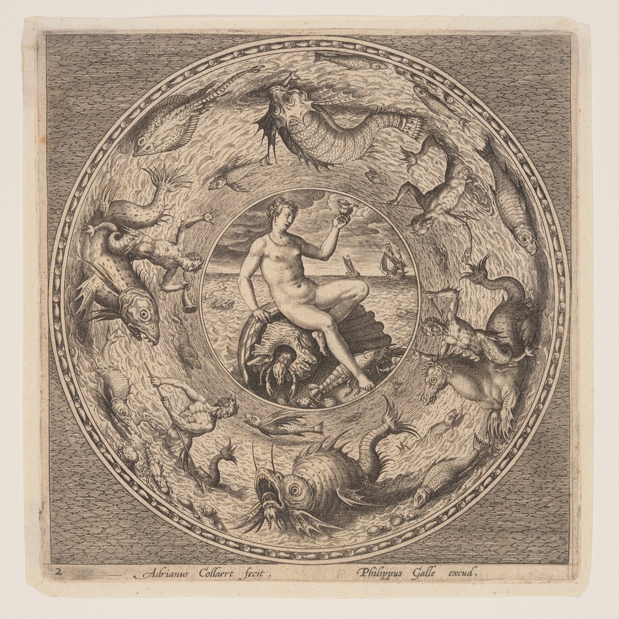 Thetis on a Shell, from a Set of Designs for Plates by Adriaen Collaert