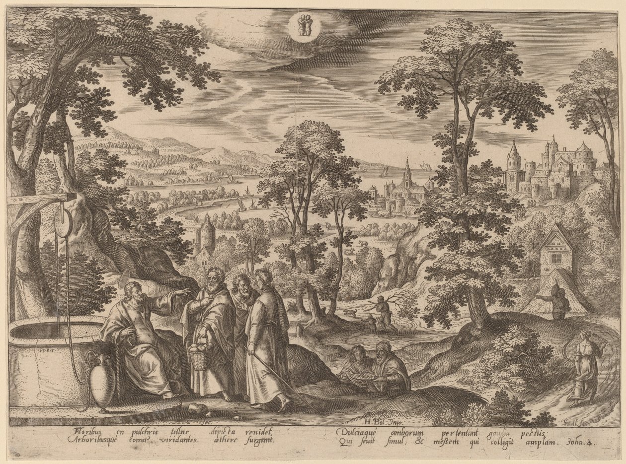 Christ and the Woman of Samaria by Adriaen Collaert after Hans Bol