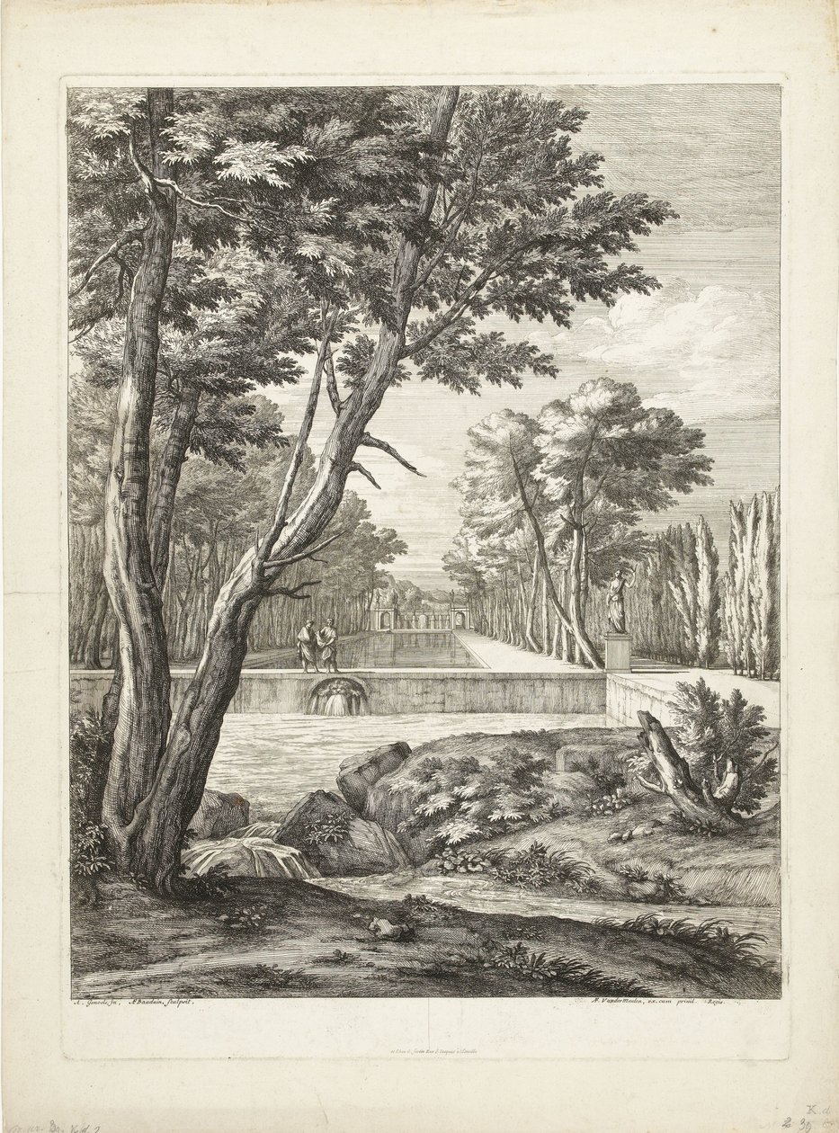 Landscape with Two Men by a Fountain by Adriaen Frans Boudewyns