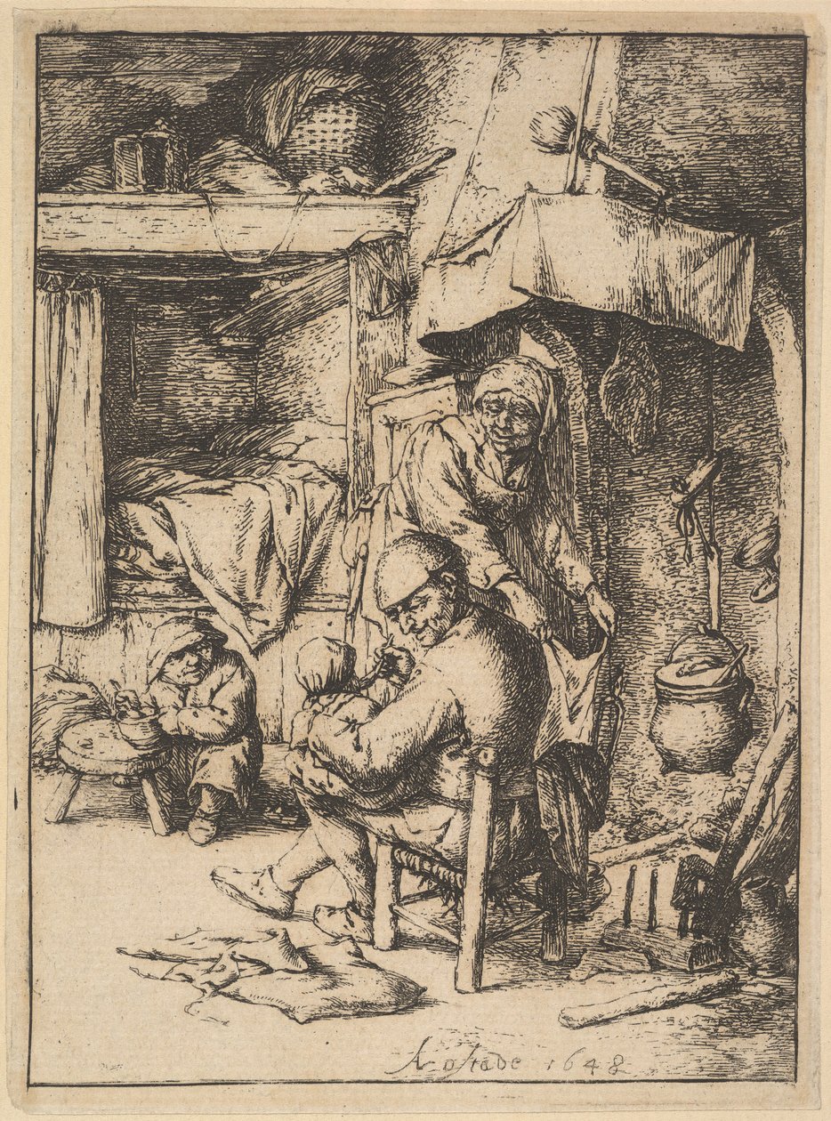 Father of the Family Giving Broth to His Baby by Adriaen Jansz. van Ostade
