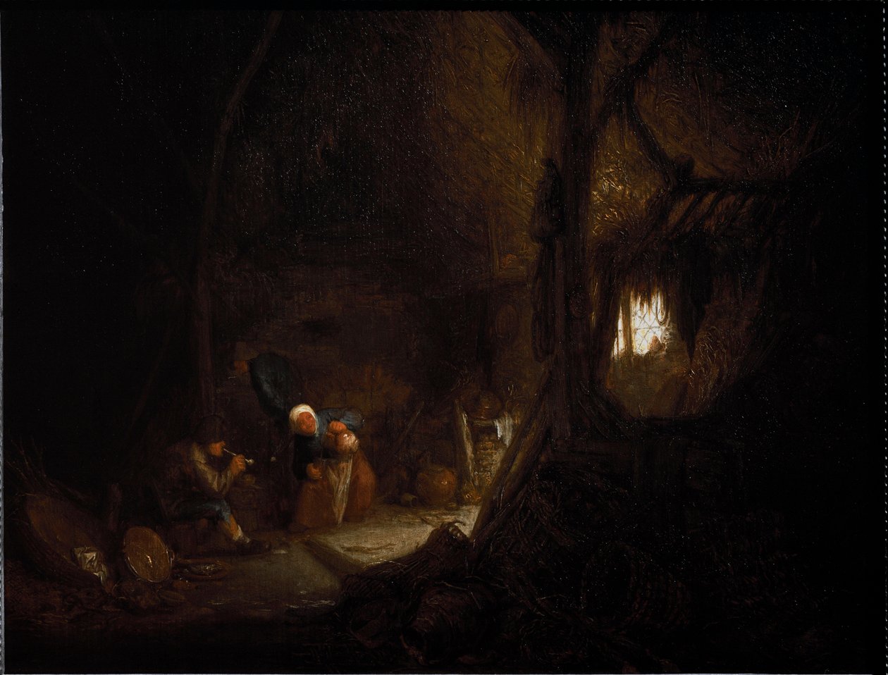 Peasant Family in a Barn by Adriaen Jansz. van Ostade
