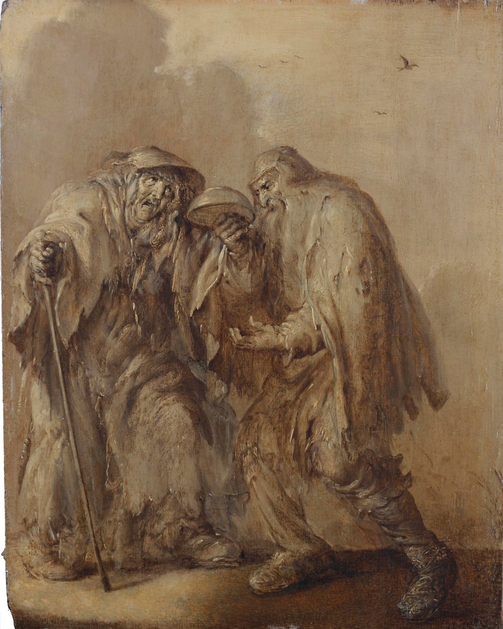 An elderly beggars