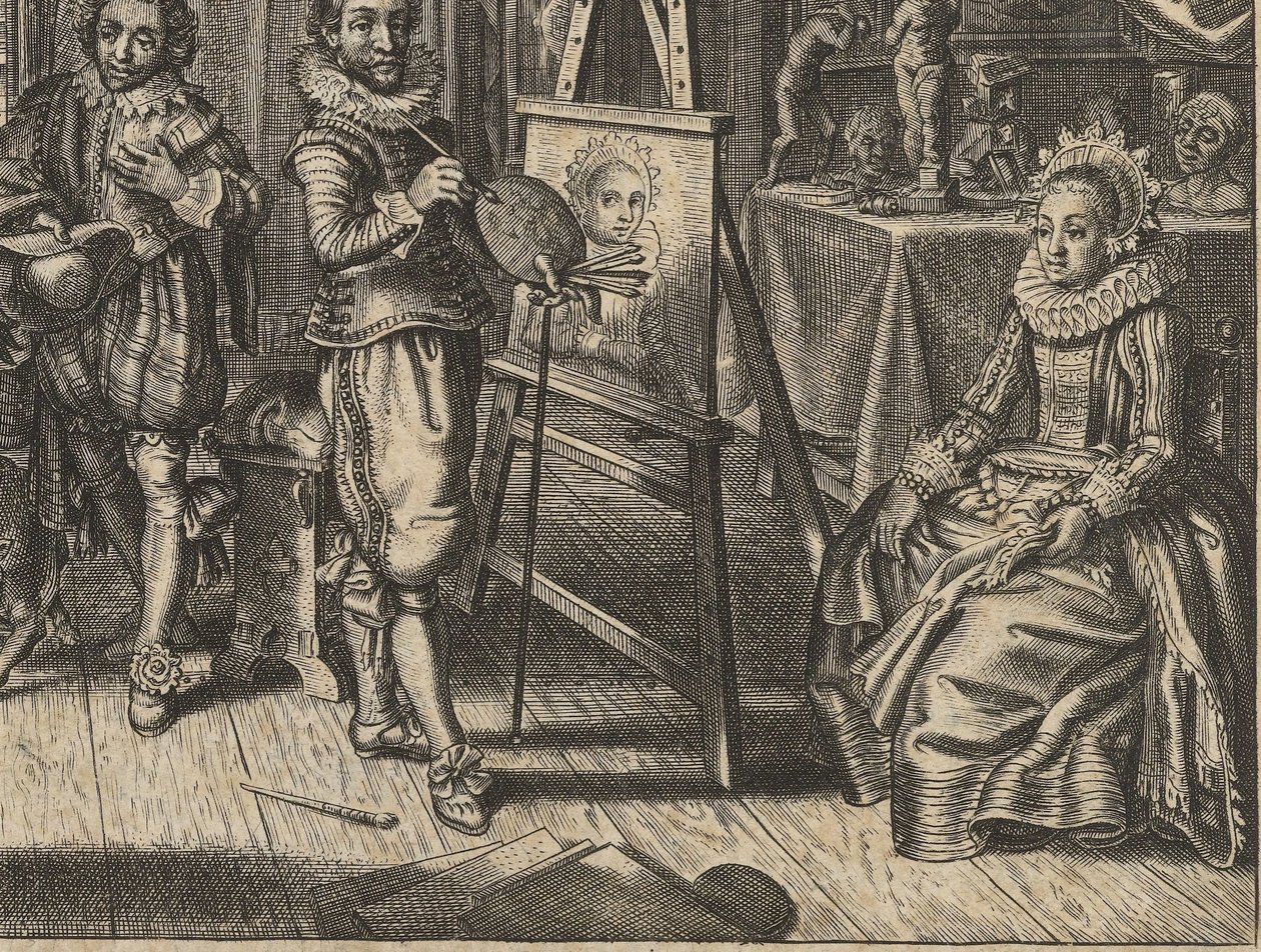 Painter and Female Model in Studio (Marriage series) by Adriaen Pietersz van de Venne