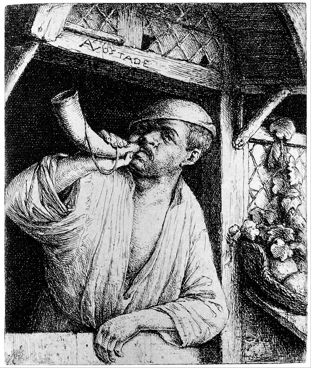 A Baker Sounding His Horn by Adriaen van Ostade