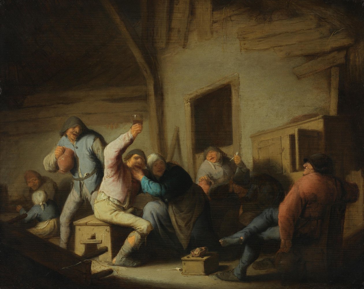 Reveling Peasants in a Tavern by Adriaen van Ostade