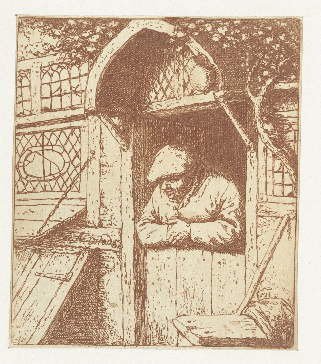 Farmer Leaning on Lower Door by Adriaen van Ostade