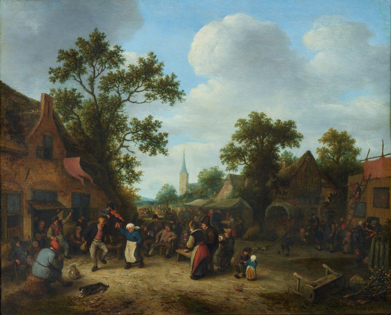 Village Festival with Dancing Peasant Couple by Adriaen van Ostade