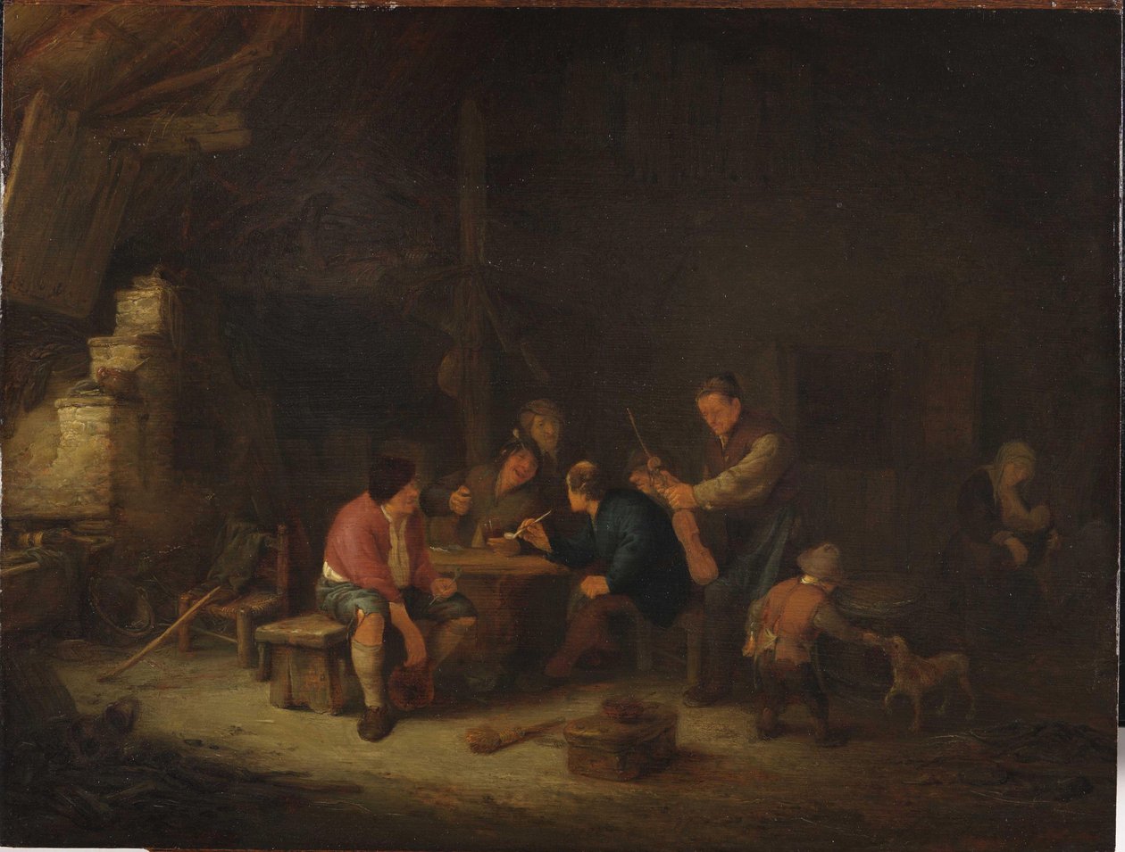 Interior with Peasants by Adriaen Jansz. van Ostade