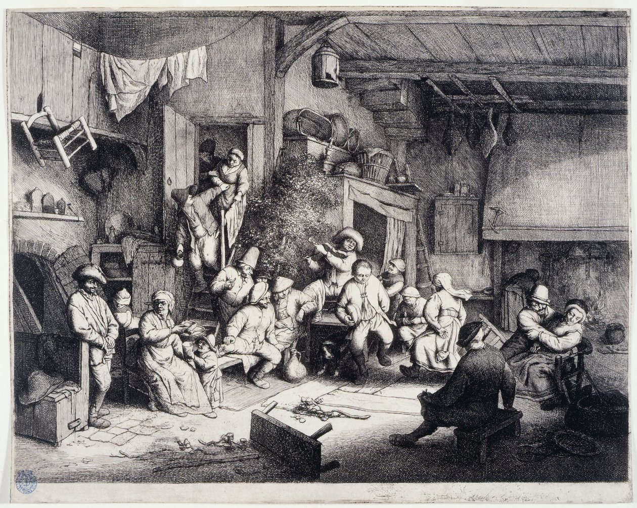 The Dance at the Cabaret (Bartsch 49) by Adriaen van Ostade